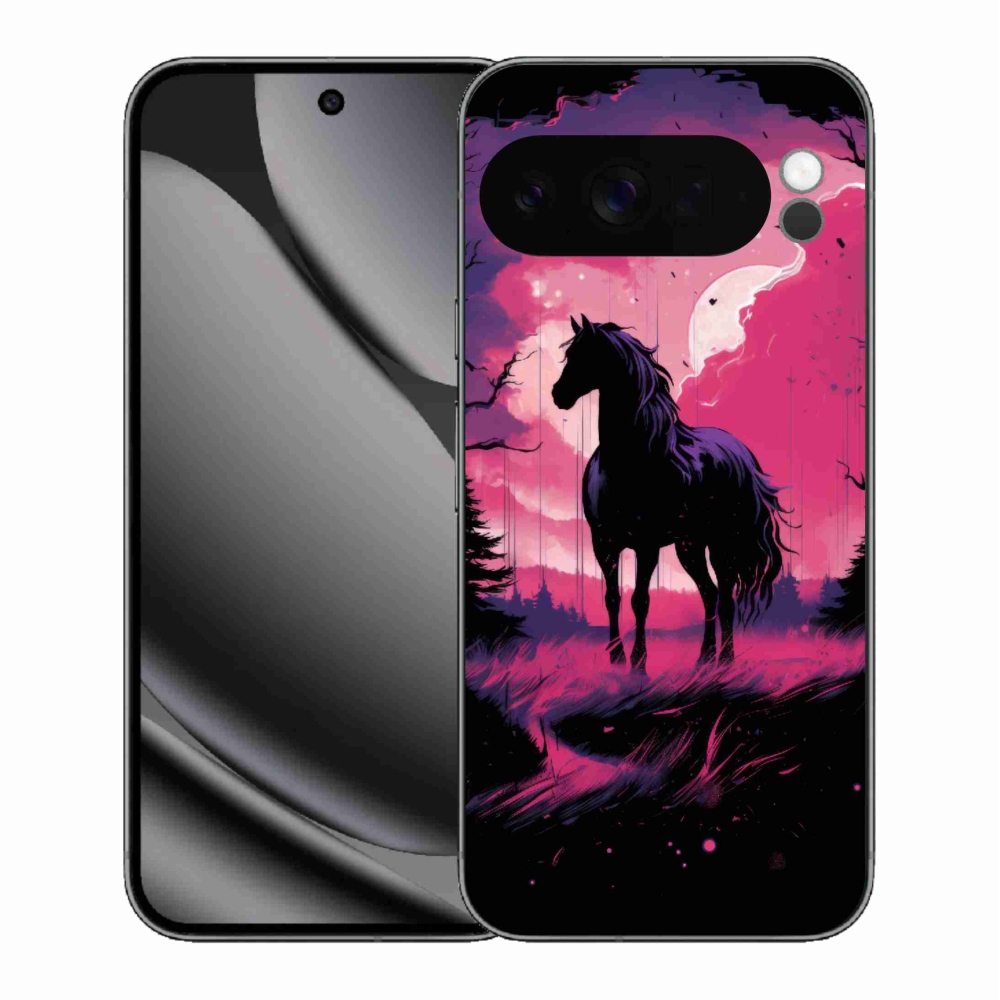 Gélový kryt mmCase na Google Pixel 10 Pro XL - čierny kreslený kôň 1