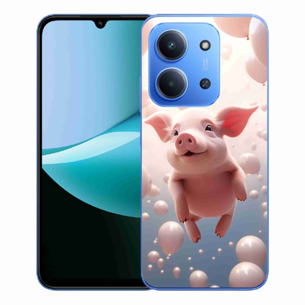 Gélový kryt mmCase na Xiaomi Redmi 15C 4G/5G (173mm) - prasiatko s balónikmi