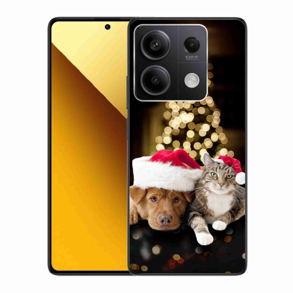 Gélový kryt mmCase na Xiaomi Redmi Note 13 5G - vianočný pes a mačka