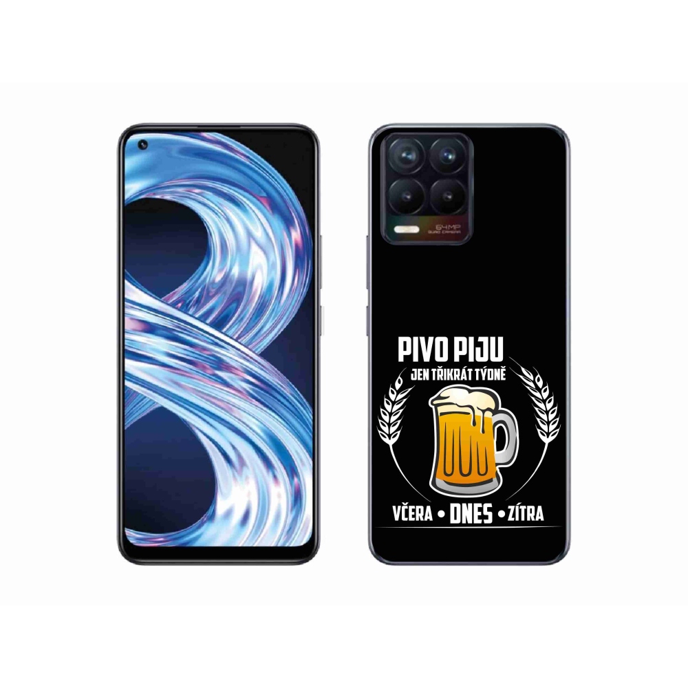 Gélový kryt mmCase na Realme 8 4G - pivný motív čierne pozadie