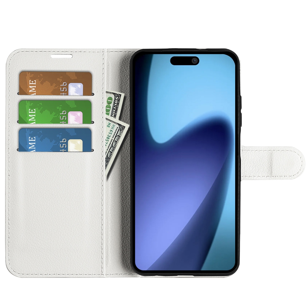 Litchi knižkové púzdro na iPhone 17 Air - biele