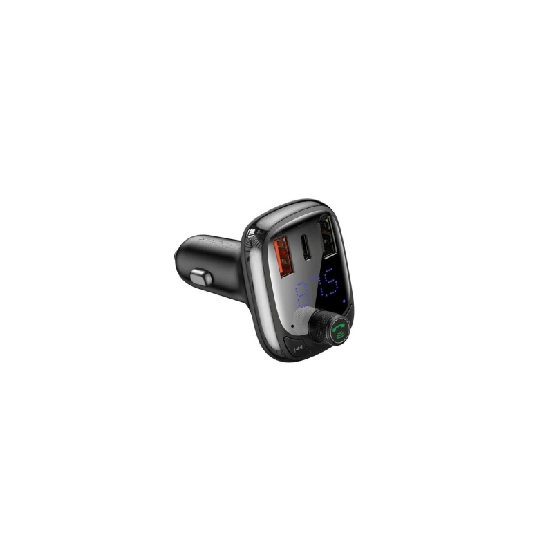 Baseus T Shaped S-13 nabíjačka do auta USB-A/USB-A/USB-C a FM vysielač, čierna