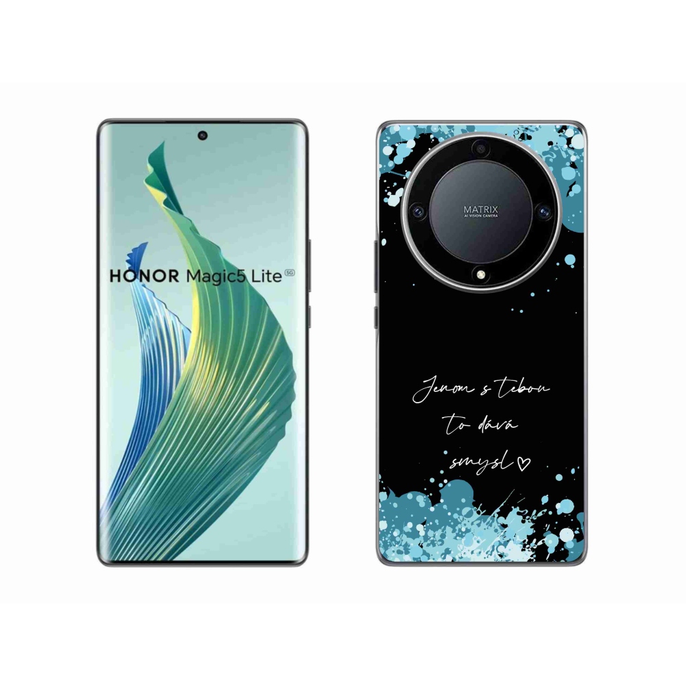 Gélový kryt mmCase na Honor Magic 5 Lite 5G - zamilovaný text čierne pozadie