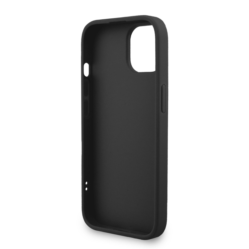 Guess PU 4G Metal Logo Strap Zadný Kryt pre iPhone 15 Black