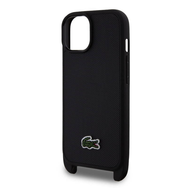 Lacoste Iconic Petit Pique Crossbody Strap Woven Logo Zadný kryt pre iPhone 15 Black
