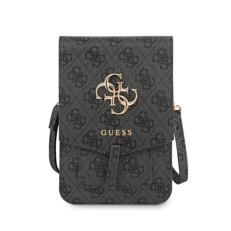 Guess PU 4G kovová taška s logom telefónu sivá