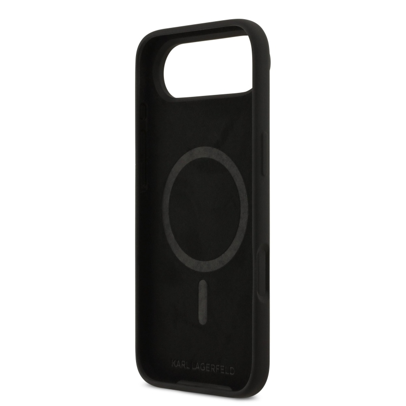 Karl Lagerfeld Liquid Silicone Double Heads MagSafe zadný kryt pre iPhone 17 Air Black