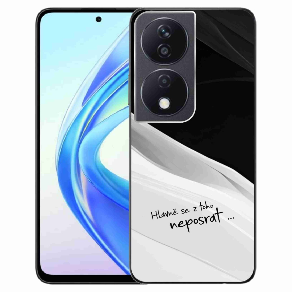 Gélový kryt mmCase na Honor X7b/Honor 90 Smart - vtipný text 13 bieločierne pozadie