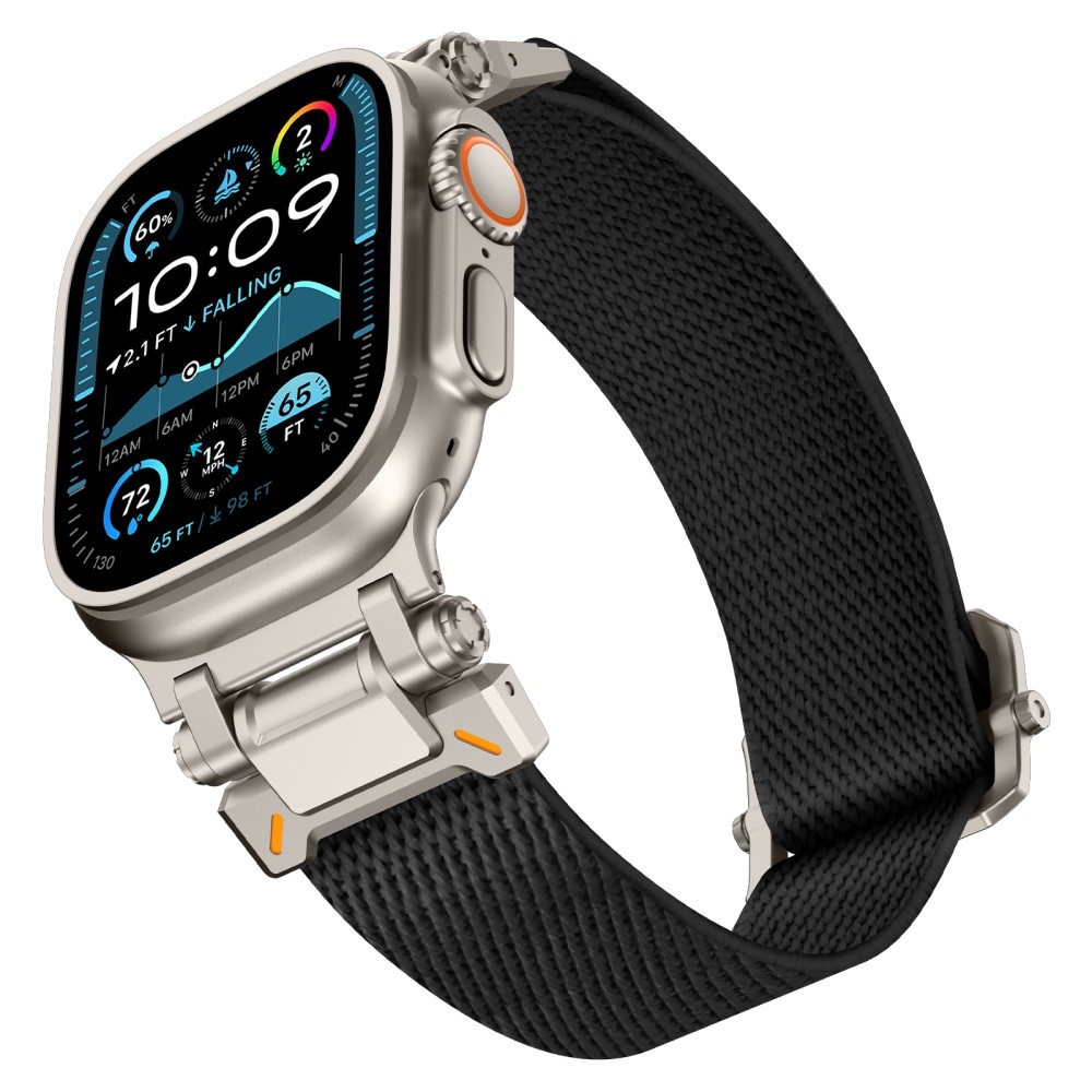 Titanium nylonový remienok na Apple Watch Ultra/Ultra 2 49mm/SE/SE 2022/2023 44mm/10 46mm/9/8/7 45mm/6/5/4 44mm/3/2/1 42 mm - čierny