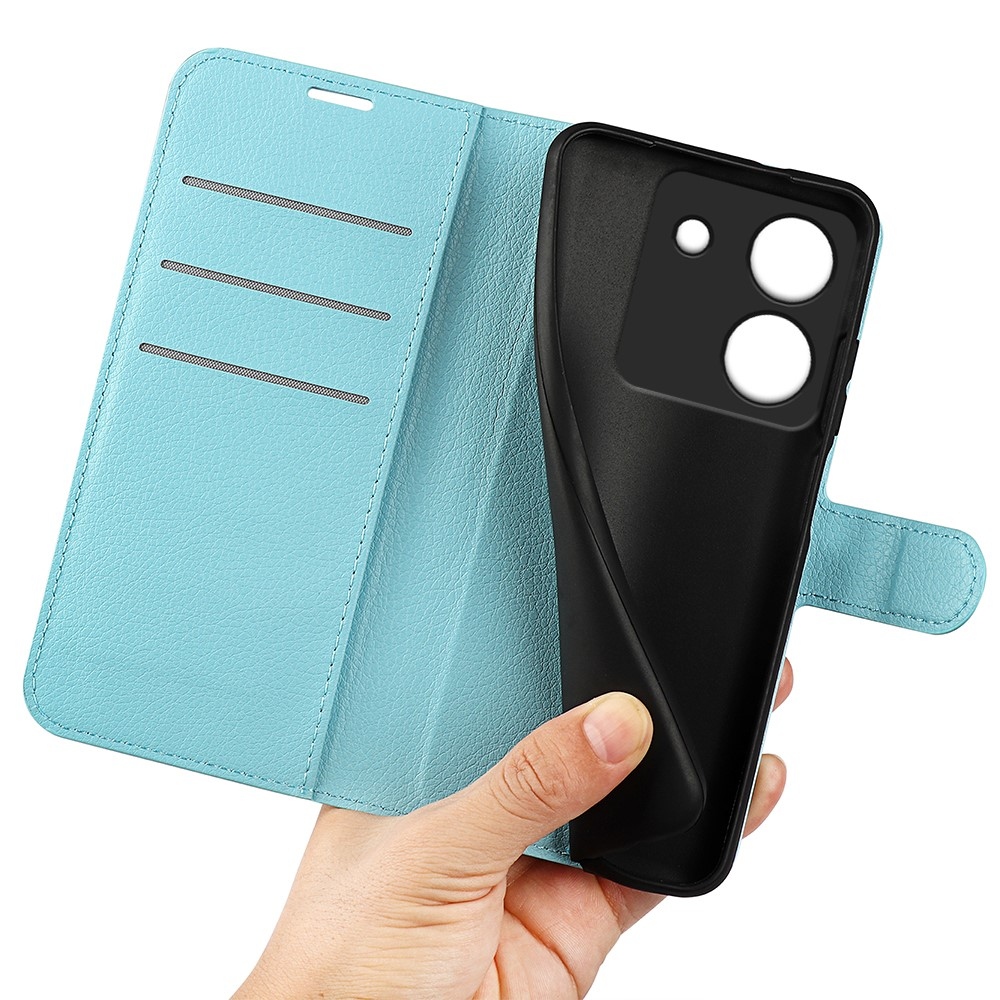 Litchi knižkové puzdro na Xiaomi Poco M7 Pro 5G - modré