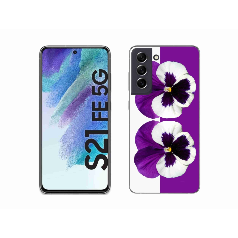 Gélový kryt mmCase na Samsung Galaxy S21 FE 5G - fialovobiely kvet