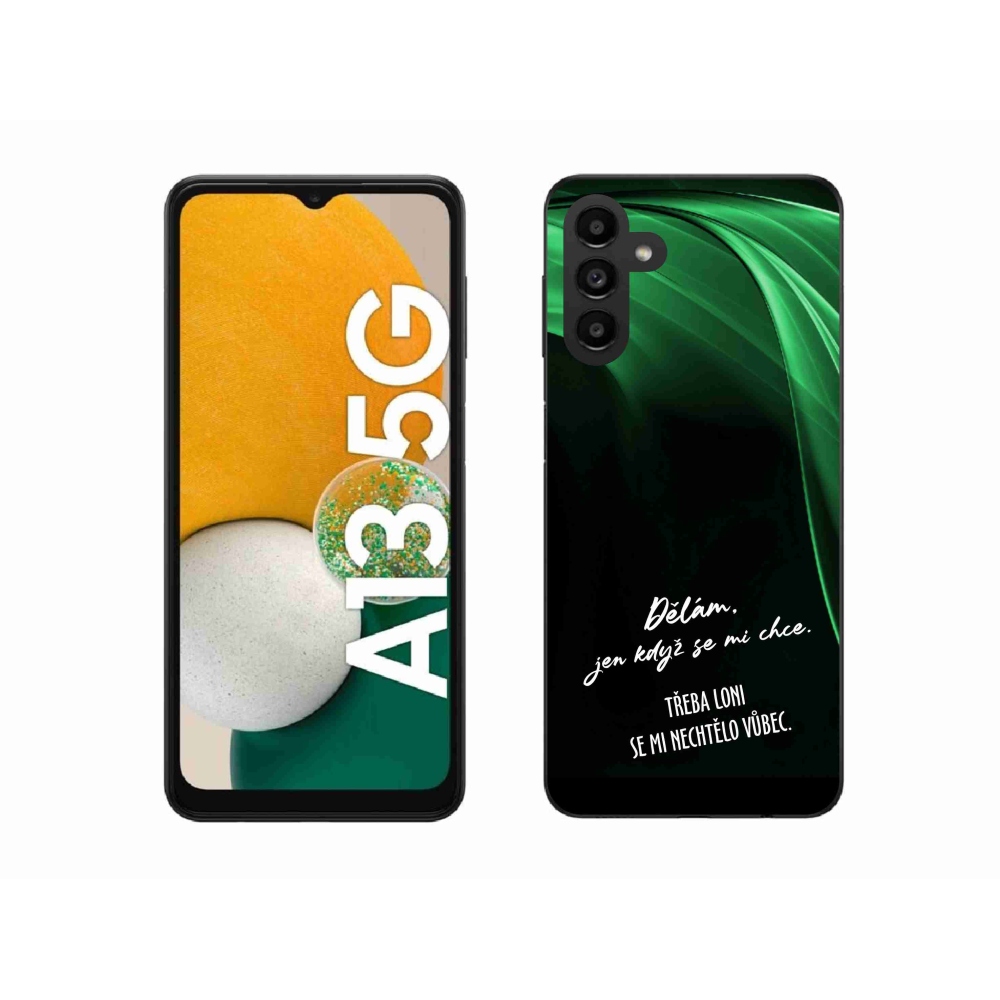 Gélový kryt mmCase na Samsung Galaxy A13 5G - vtipný text 12 čierne pozadie