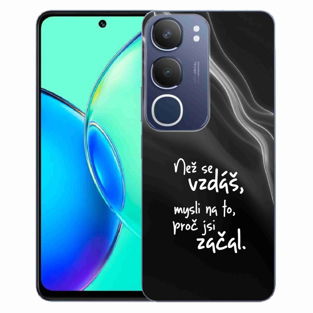 Gélový kryt mmCase na Vivo Y19s - citát 2 čierne pozadie