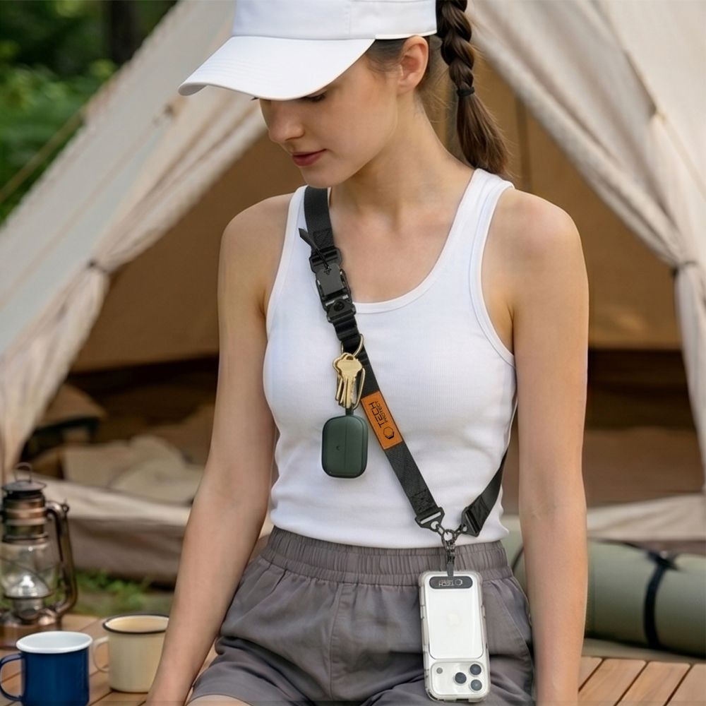 Tech-Protect C9S Rope Crossbody popruh na telefón - čierny/oranžový