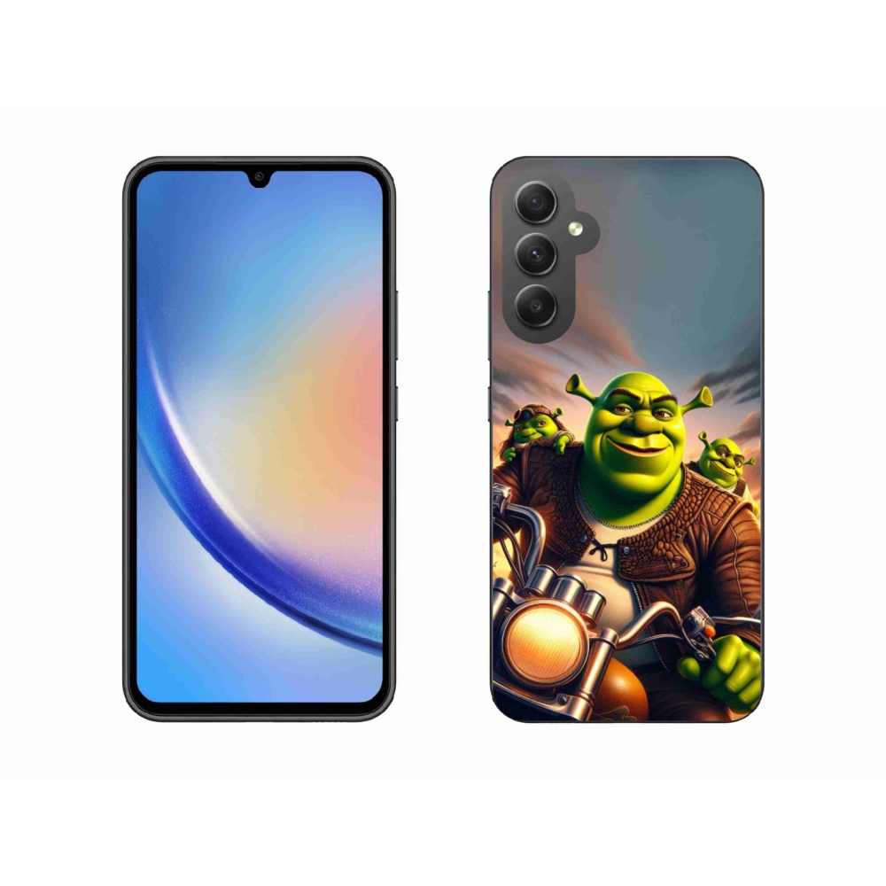 Gélový kryt mmCase na Samsung Galaxy A34 5G - shrek na motorke