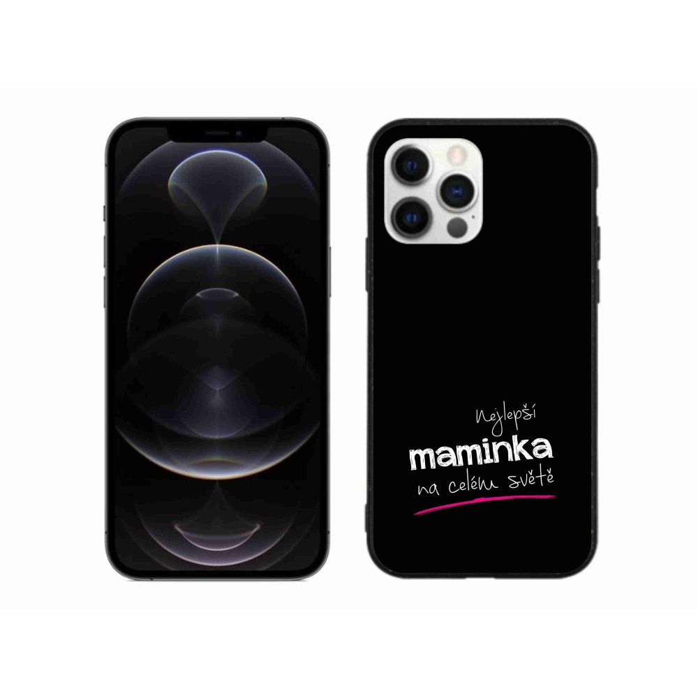Gélový kryt mmCase na iPhone 12 Pro Max - najlepšia mamička 4 čierne pozadie
