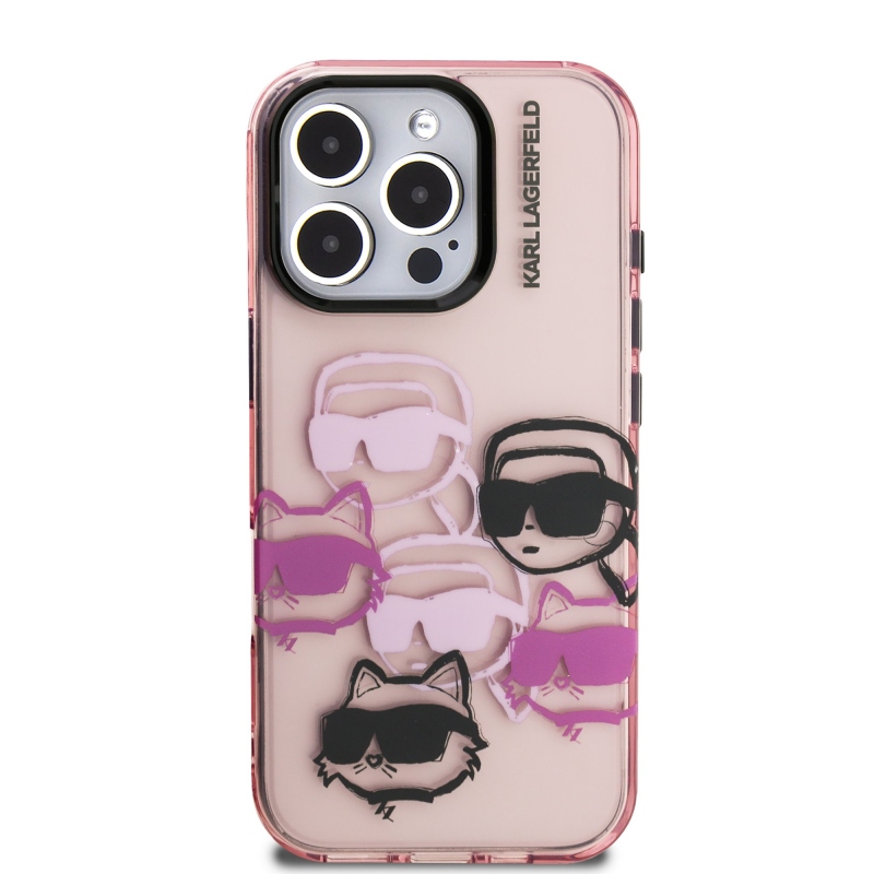 Karl Lagerfeld IML Multi K&CH Heads Zadný Kryt pre iPhone 16 Pro Pink