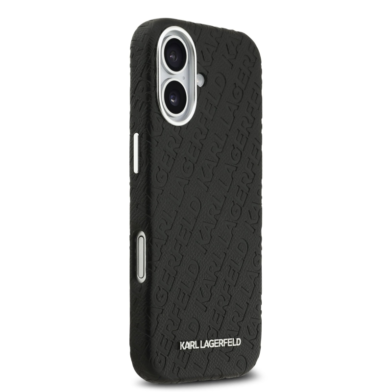 Zadný kryt Karl Lagerfeld Grained PU Repeated Logo MagSafe pre iPhone 17 Black