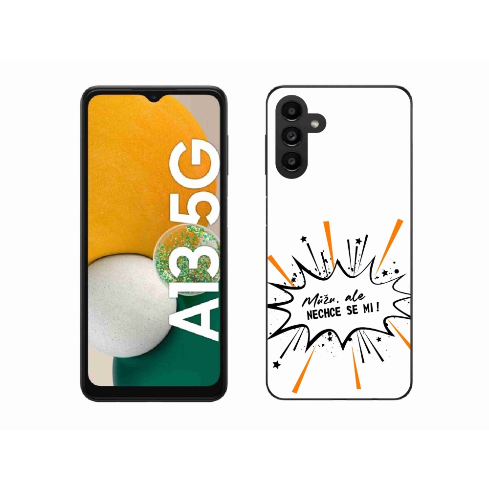 Gélový kryt mmCase na Samsung Galaxy A13 5G - vtipný text 11 biele pozadie
