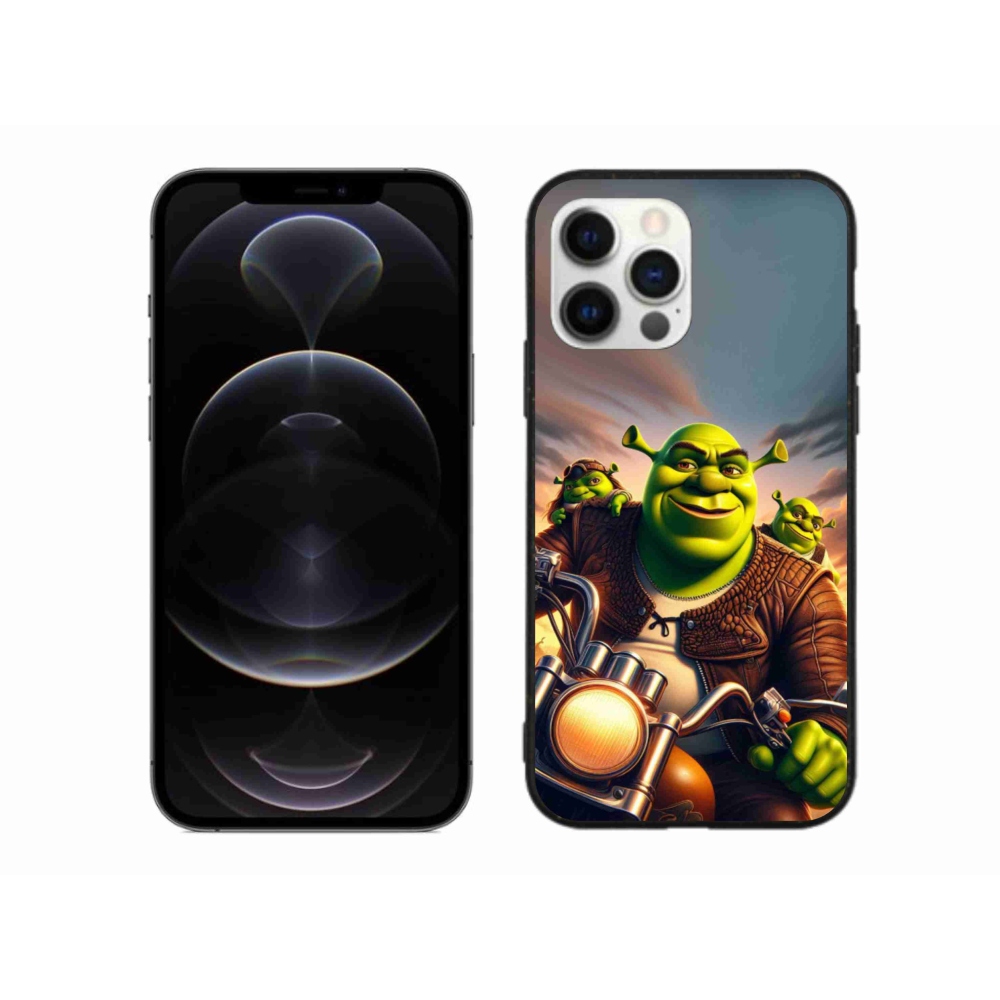 Gélový kryt mmCase na iPhone 12 Pro Max - shrek na motorke