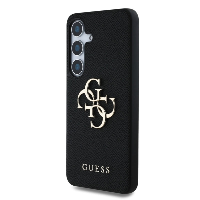 Guess PU Grained 4G Metal Logo Zadný Kryt pre Samsung Galaxy S25 Black