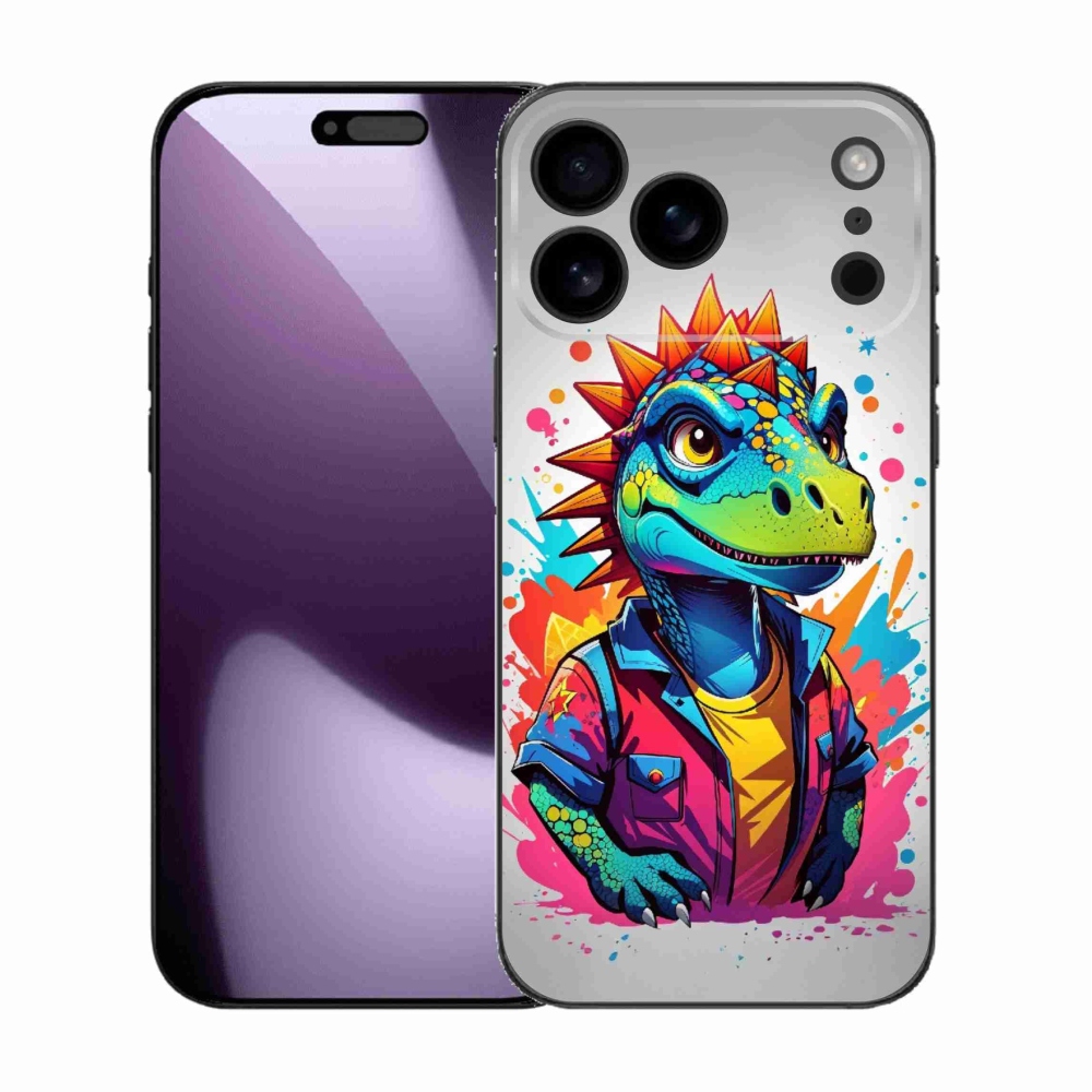 Gélový kryt mmCase na iPhone 17 Pro Max - farebný dinosaurus