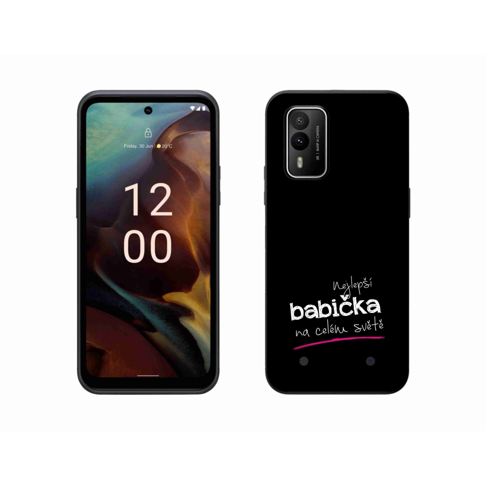 Gélový kryt mmCase na Nokia XR21 - najlepšia babička 4 čierne pozadie