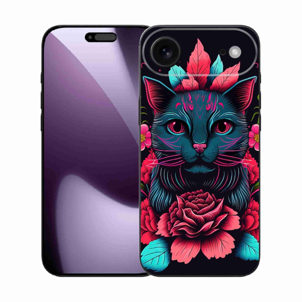 Gélový kryt mmCase na iPhone 17 Air - kvety a mačka