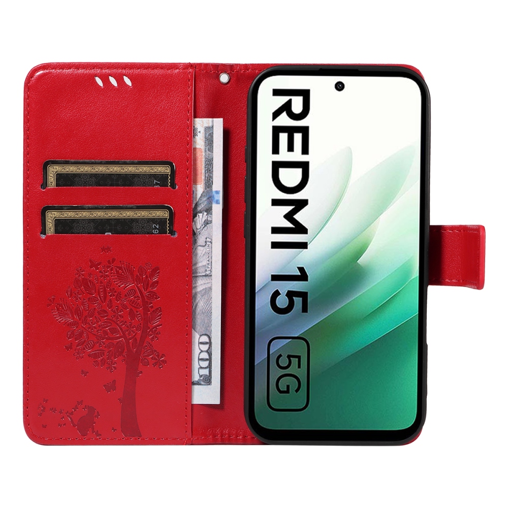 Trees knižkové puzdro na Xiaomi Redmi 15 4G (171mm) - červené