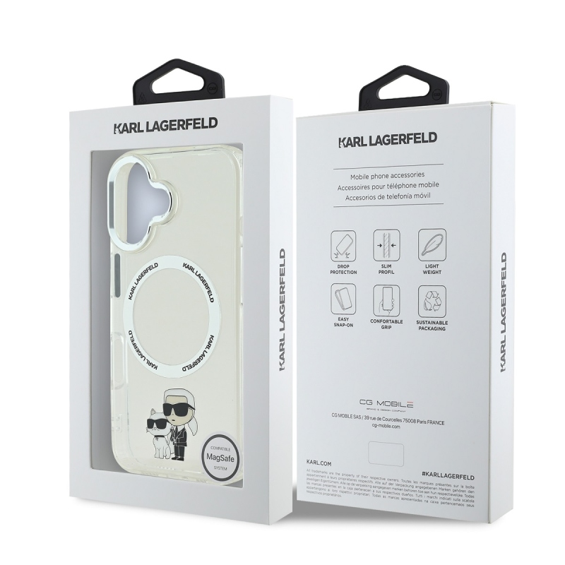 Karl Lagerfeld IML Karl a Choupette MagSafe Zadný Kryt pre iPhone 16 Transparent