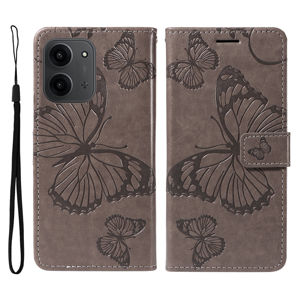 Big Butterfly knižkové púzdro na Xiaomi Redmi 15C 4G/5G (173mm) - šedé