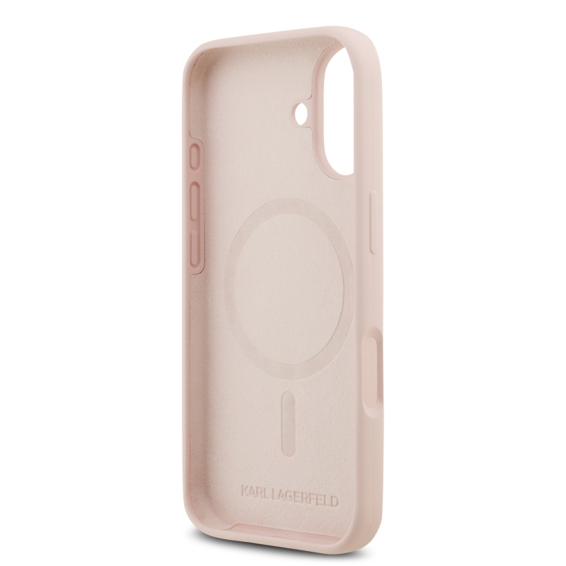 Karl Lagerfeld Liquid Silicone Double Heads MagSafe zadný kryt pre iPhone 17 ružový