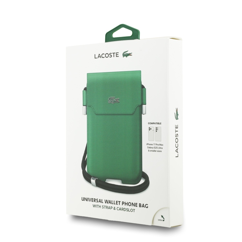 Lacoste PVC Iconic Petit Pique Metal Logo Vrecko na Telefón XL Green