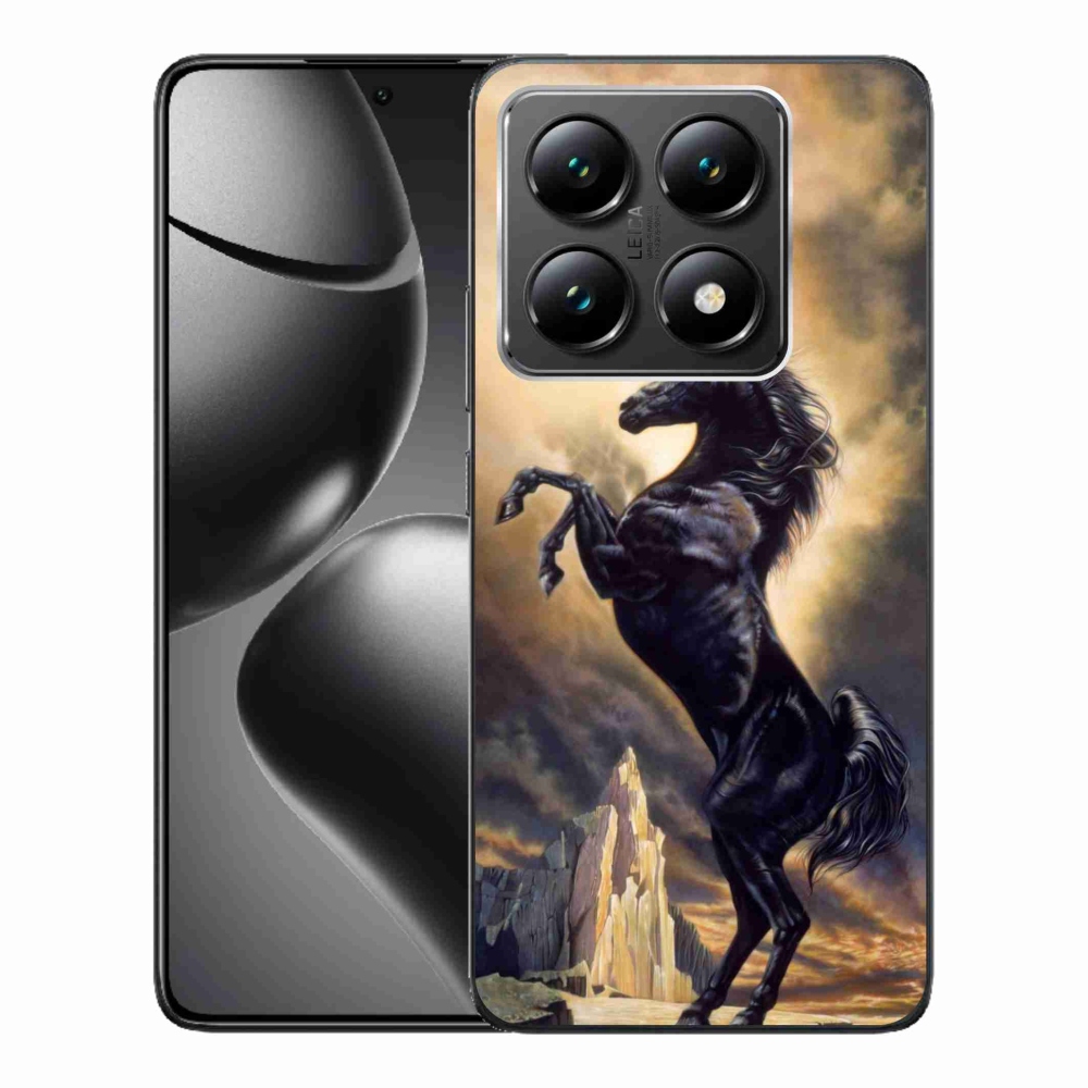 Gélový kryt mmCase na Xiaomi 14T - čierny kreslený kôň