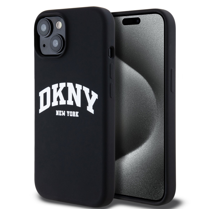 DKNY Liquid Silicone Arch Logo MagSafe Zadný Kryt pre iPhone 13 Black