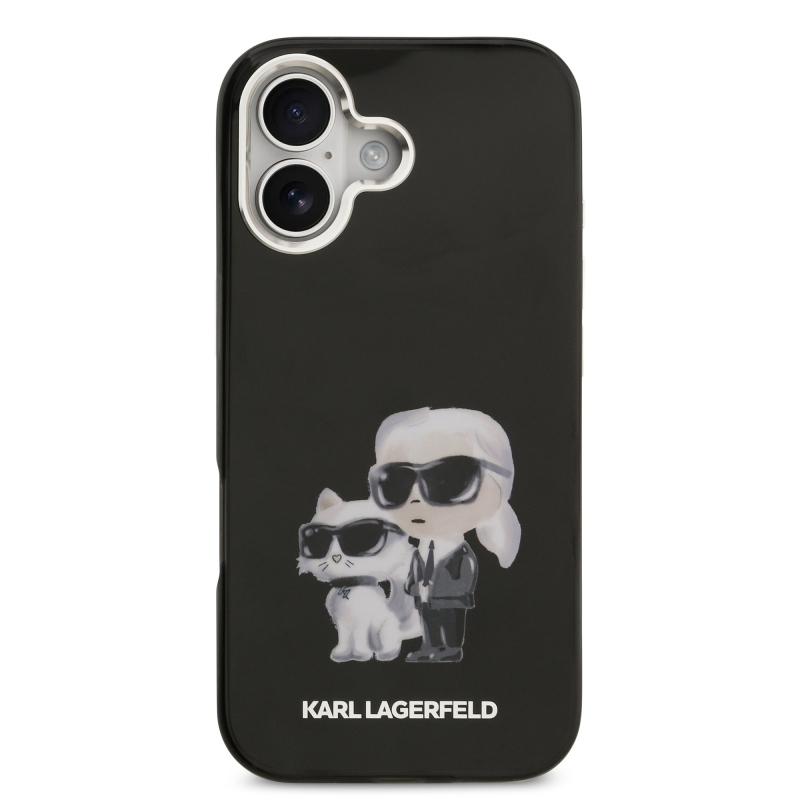Karl Lagerfeld IML Aquarelle Karl and Choupette Zadný kryt pre iPhone 17 Black