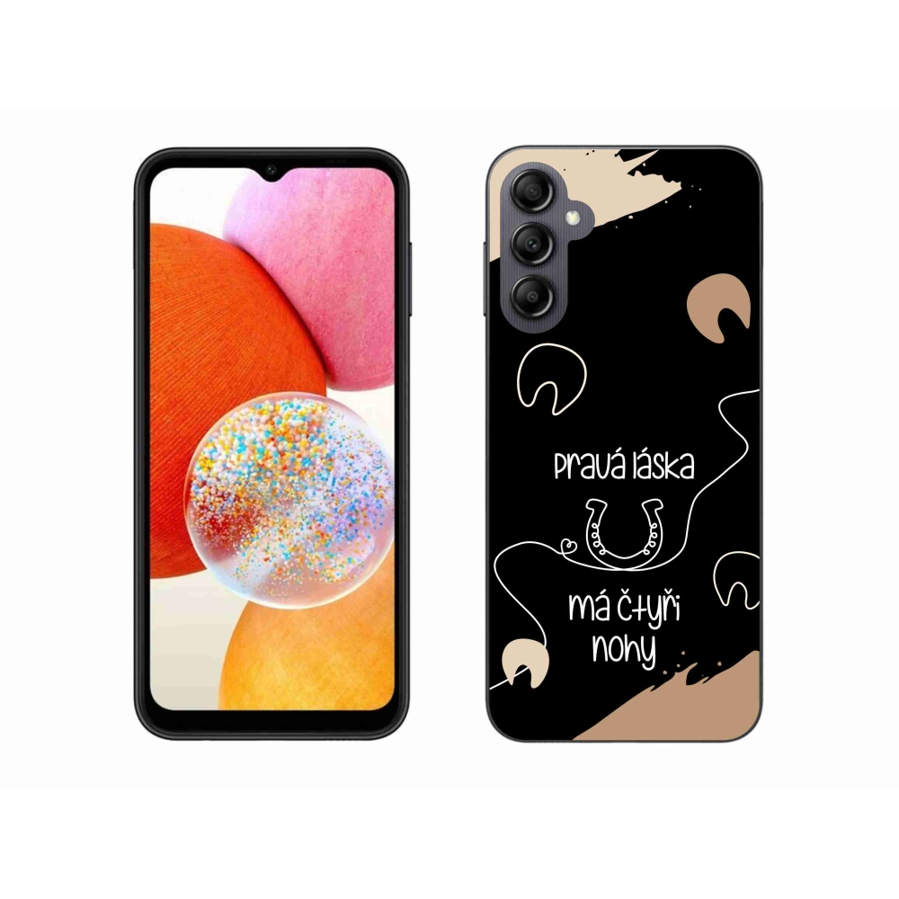 Gélový kryt mmCase na Samsung Galaxy A14 4G/5G - konský motív čierne pozadie