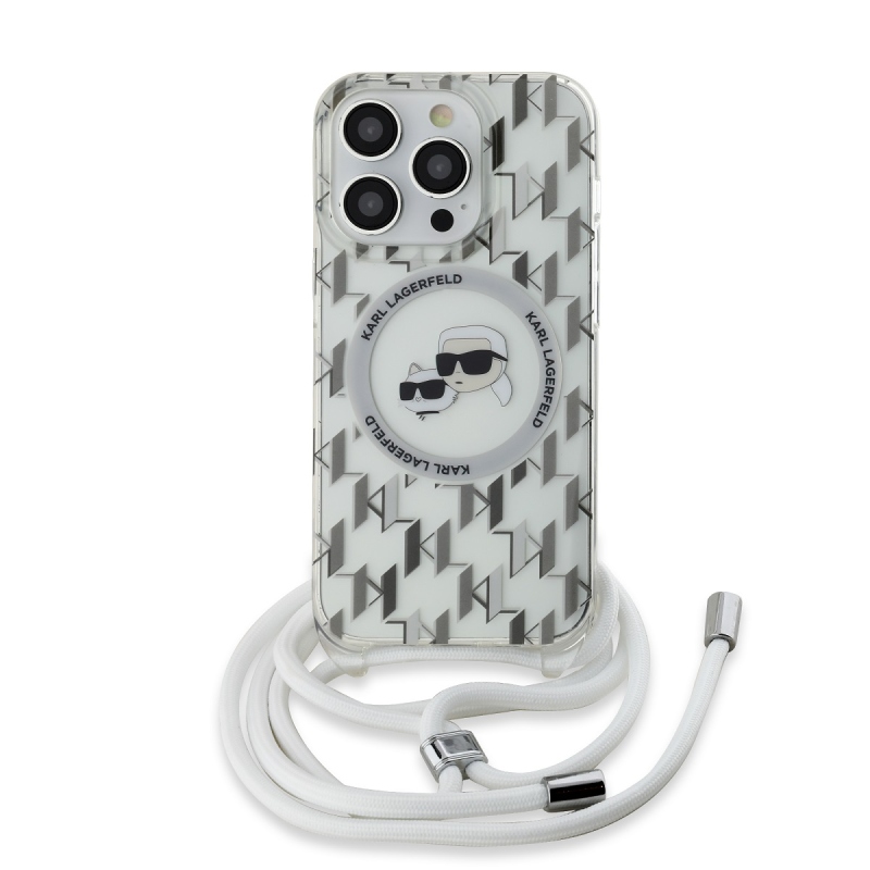 Karl Lagerfeld IML Monogram Crossbody K&CH Heads MagSafe Zadný Kryt pre iPhone 14 Pro Max Transparent