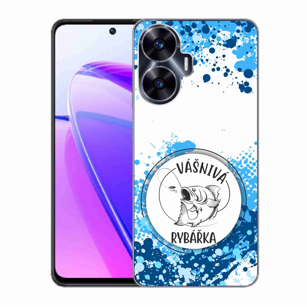 Gélový kryt mmCase na Realme C55 - vášnivá rybárka biele pozadie