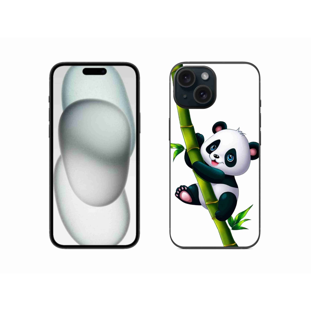 Gélový kryt mmCase na iPhone 15 - panda na bambuse