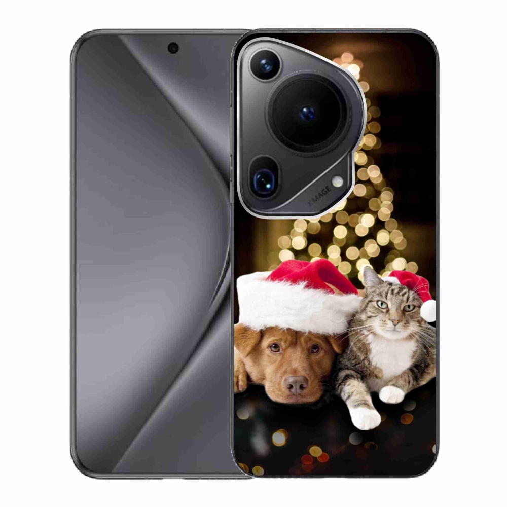 Gélový kryt mmCase na Huawei Pura 70 Ultra - vianočný pes a mačka