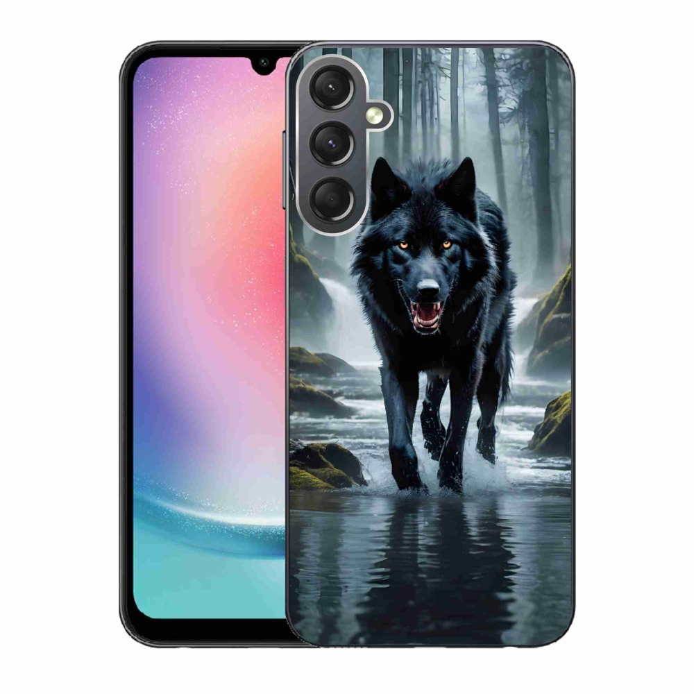 Gélový kryt mmCase na Samsung Galaxy A24 - čierny vlk