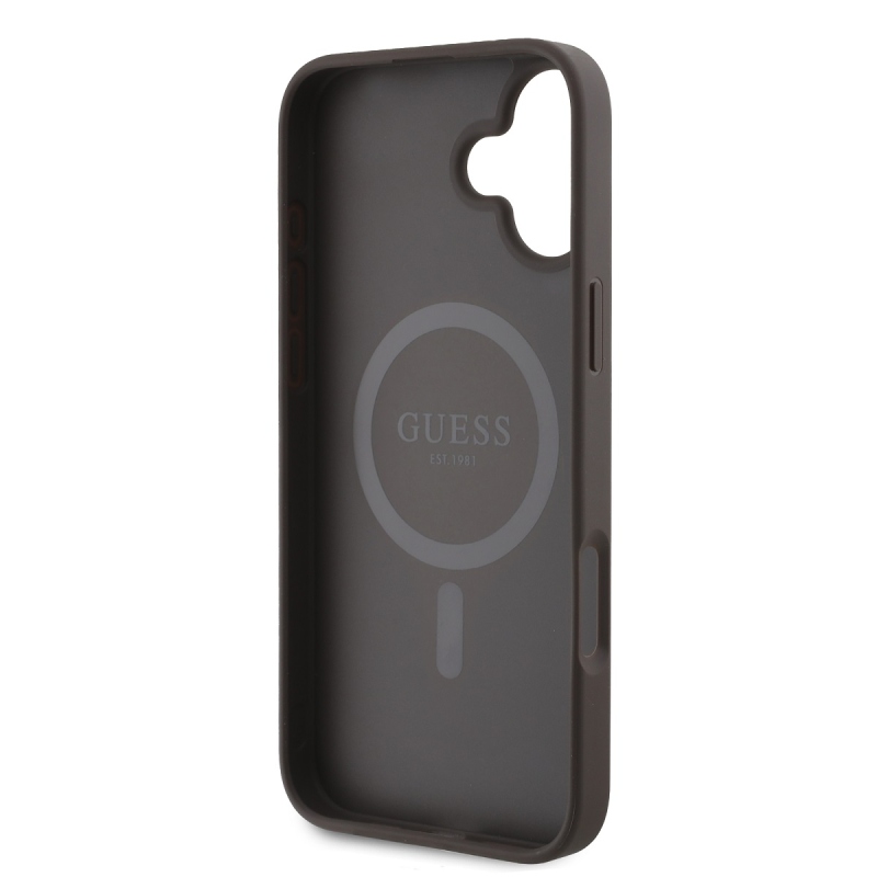 Guess PU Leather 4G Big Love Logo MagSafe Zadný Kryt pre iPhone 16 Brown