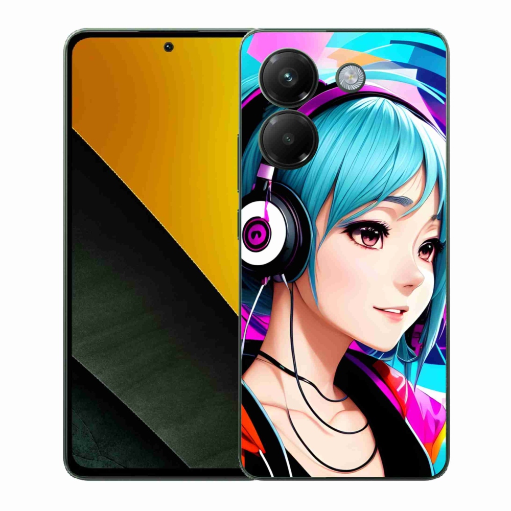 Gélový kryt mmCase na Xiaomi Poco M7 Pro 5G - dievča so slúchadlami