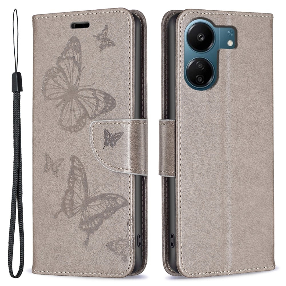 Butterfly knižkové púzdro na Xiaomi Poco C65/Redmi 13C 4G/5G - šedé