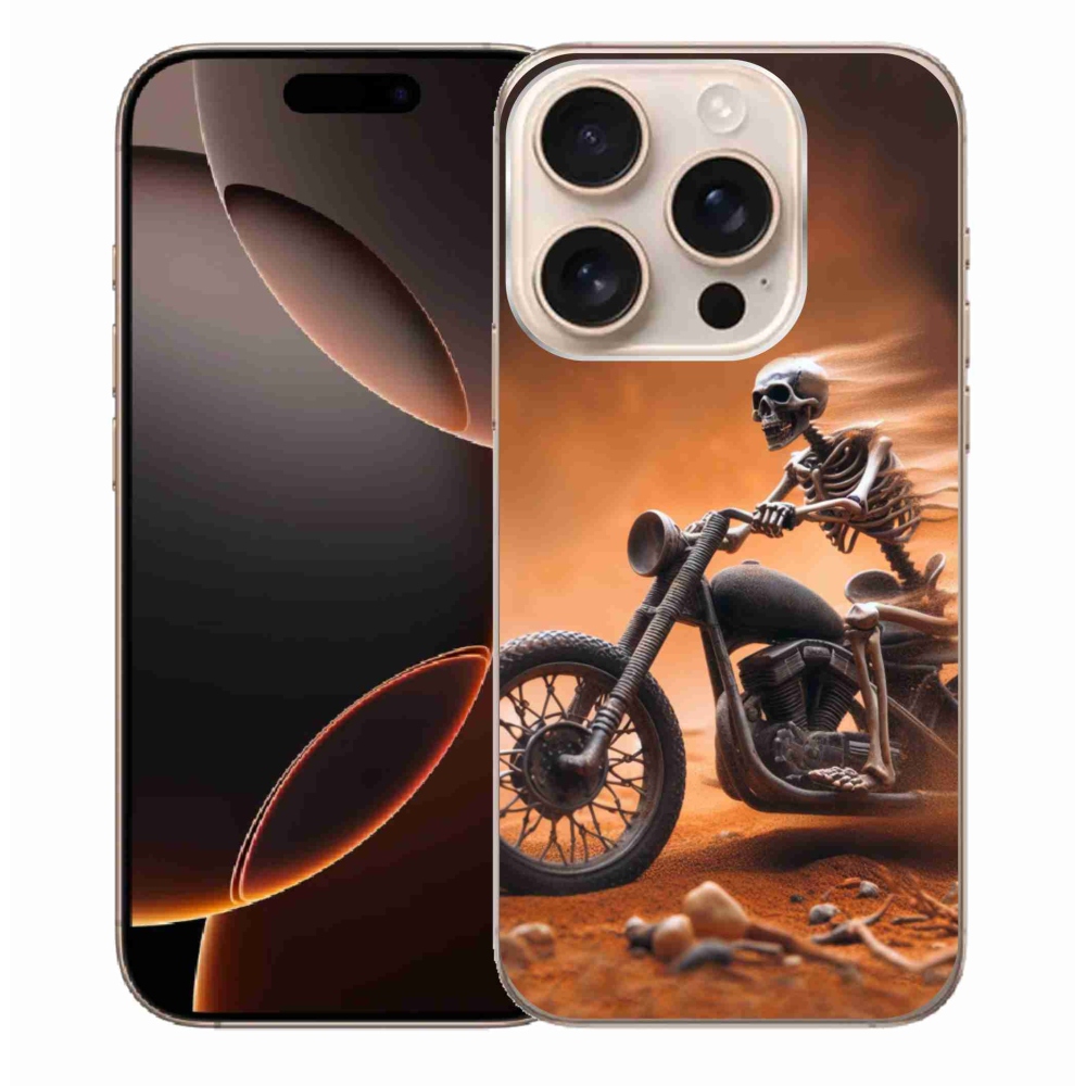 Gélový kryt mmCase na iPhone 16 Pro Max - kostra na motorke