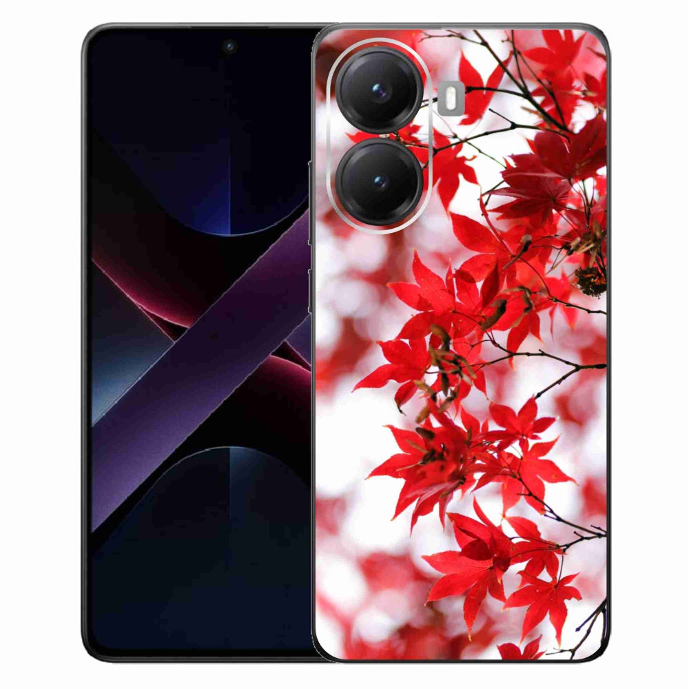 Gélový kryt mmCase na Xiaomi Poco X7 Pro 5G - červené listy