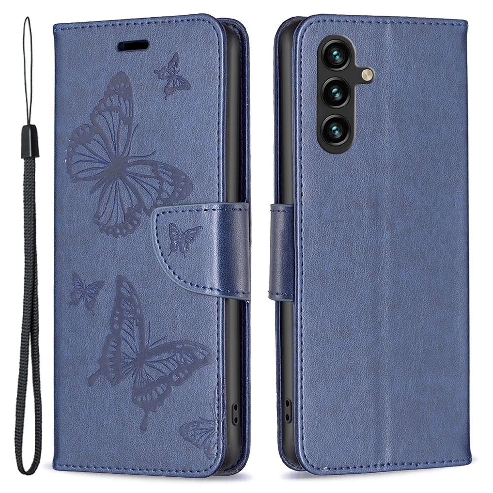 Butterfly knižkové púzdro na Samsung Galaxy A35 5G - tmavomodré