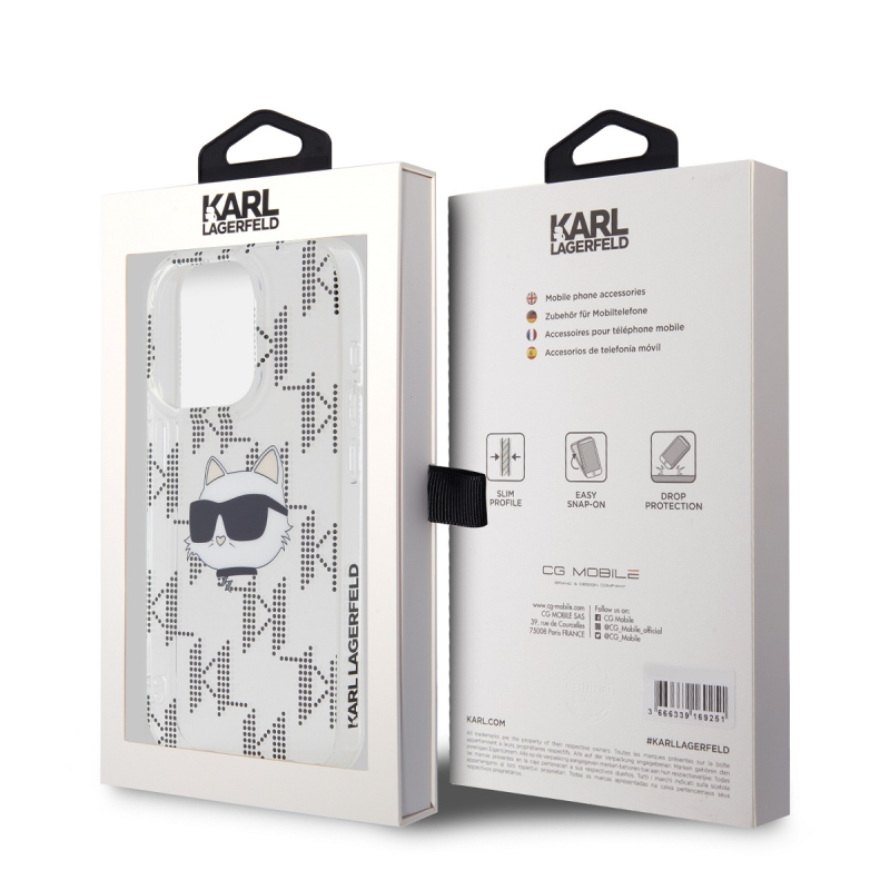 Karl Lagerfeld IML Electroplated Choupette Head Zadný Kryt pre iPhone 15 Pro Transparent