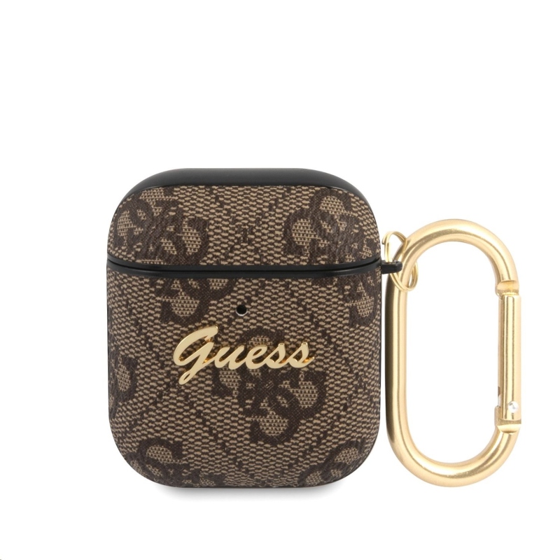 Guess 4G Script PC/PU Puzdro pre Airpods 1/2 Brown